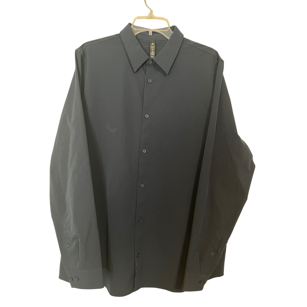 Lululemon New Venture Shirt Mens Large Navy Blue Excellent Long Sleeve Button Up